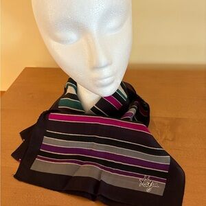 Vintage Katharine Silk-blend 56”x20” Scarf Black, Gray, Purple
